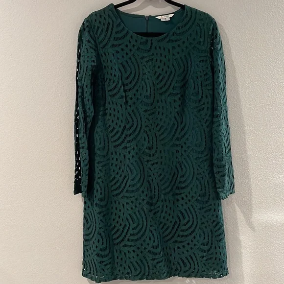 Boden Emerald Green Lace Overlay Zeta Ponte Knit Sheath Dress - Picture 4 of 9